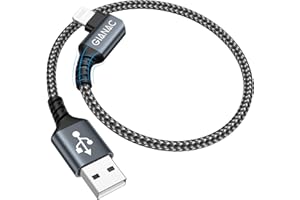 GIANAC Câble iPhone Court 30CM, Certifié-MFi, 90 Degrés Chargeur Nylon Tressé pour iPhone 14/13/12/11/Pro/X/XS/XR/8/8 Plus/7/7 Plus/6s/6 Plus/SE/5s - Charge Rapide