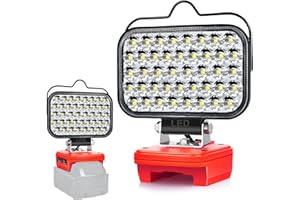 EDTRAN Lampe Led Rechargeable Pour Batterie Milwaukee 18V,80W Baladeuse Lampe de Chantier Alimenté Par Pile, Projecteur Led Rechargeable avec Charge Type C & USB (Sans Batterie)