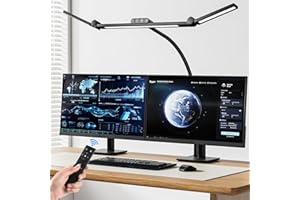 TYEE Lampa biurkowa LED, ściemniana, zaciskowa, lampa architektowa z wychylnym ramieniem, funkcja pamięci i złącze USB, 3 temperatury barwowe i 10 poziomów jasności do czytania,Czarny