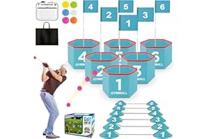 GYMMALL Golf Bucket Yard Game, Backyard Golf Set for Kids, Adults and Family, Outdoor and Indoor Portable 6 Holes Golf Course with Balls, Flags and Carry Bag for Lawn, Park, Beach and Hotel - Blue