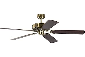 PEPEO Ventilateur de plafond Potkuri Laiton antique / Acajou 132 cm