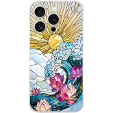PrintiFy iPhone 15 Pro ile Uyumlu Vitray Okyanus Sabahı Tasarımlı Şeffaf Silikon Kılıf