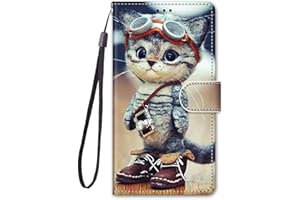 EVERAINY-EU Everainy Cover Compatibile per Xiaomi Redmi Note 9T Silicone PU Pelle Portafoglio Libro con Corda Bumper Motivo Flip Wallet Case Antiurto Magnetica Protettiva Resistente Custodia (Gatto)