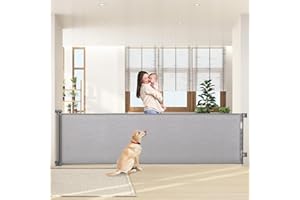 HollyHOME Treppenschutzgitter Ausziehbar 0-300cm,Türschutzgitter Extra Breit, Einhandbedienung, Sicherheitsgitter für Babys und Haustiere, Geeignet für Innen & Außen, Grau