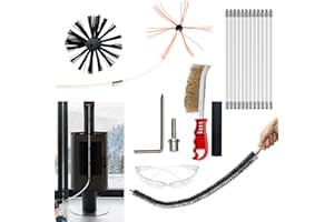JOVANT Chimney Sweep Kit 36FEET,Chimney With 12 Nylon Flexible Rods And Strong Brush,Chimney Cleaning Kit And Rotary Chimney Cleaning System Brush Tool For Cleaning Chimney, Fireplace And Pip