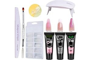ANSELF Nagelset mit UV Lampe, 3 Farben Geln?gel kIt Nagelverl?ngerungs Gel Starter Set, mit 3 Nagelgel/UV-Nagellampe/Nagelb¨¹rste/Nagelfeile/Clip/100Pcs Nagelspitzen Form