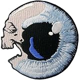 Aufnäher, bestickt, Design: Schädel Augapfel, zum Aufbügeln oder Aufnähen