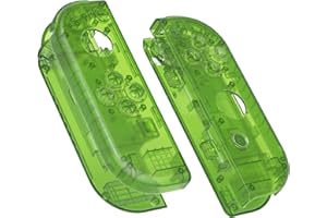eXtremeRate Transparent Clear Green Joy con Handheld Controller Housing with Full Set Buttons, DIY Replacement Shell Case for Nintendo Switch Joycon & Switch OLED Joy con - Console Shell NOT Included