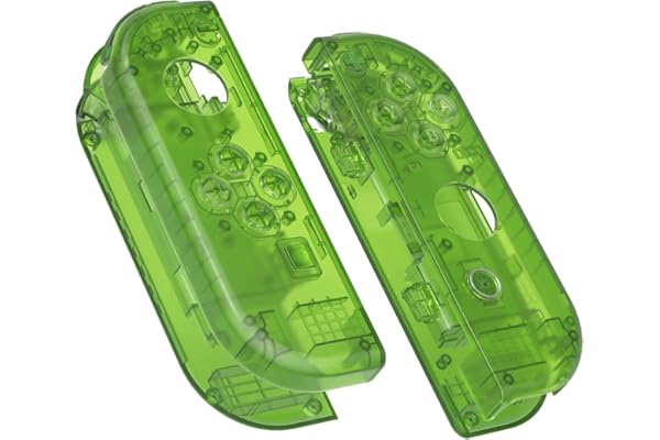 eXtremeRate Coque pour Nintendo Switch Joycon avec Bouton Accessoires, Shell avec Bouton pour Switch OLED Joycon-Transparent Vert