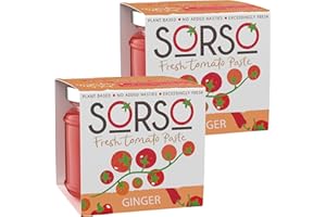 SORSO Ginger Tomato Paste 2x220g | Vegan, No Added Sugar, Gluten-Free | Natural Italian Recipe | Made in London | Use for Pizza, Pasta, Ketchup, Dip or Soup | 98% Vine Tomatoes