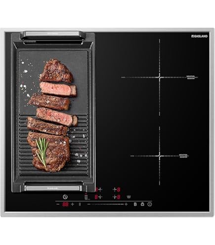 Klarstein Delicatessa - Hybride inductiekookplaat, inbouw, zelfvoorzienend, 7000 W, ThermoBoost, 9 niveaus, flexzone, restwarmte-indicator, stop & go, timer, touchpanel, glaskeramiek, frameloos, 60 cm, 4 zones, wit