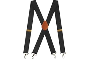 BEAFACE Men's Braces with 4 Hook-Clips for Trousers, Vintage Suspenders Braces for Men Heavy Duty Adjustable Elastic X Shape