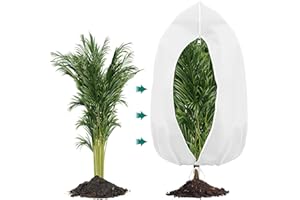 PHUSTJKL Winterschutz für Pflanzen 80x100cm Winterschutz für Kübelpflanzen Frostschutz, Atmungsaktiv Wiederverwendbar Pflanzenschutzhaube mit Zugband für Balkonpflanzen-Weiß, 1 Stücke