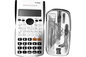 WZIOEPUL Scientific Calculators Protractor and Compass - Protractor and Compass for Geometry with Rulers and Two Set Squares and Scientific Calculators,240 Functions 2 Line 10+2 Digits,Desk Math for School