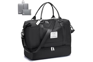 BAGROUPS Bagage Cabine 45x36x20 Easyjet Grande Valise 32L Sac à Main avec Compartiment à Chaussures Grand Sac de Voyage Cabine Imperméable Travel Bag pour Weekend Gym Sport Family Femme Homme, Noir