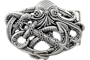 BELTS.COM 'Western Pirate Octopus Skull Dragon Vampire Rider Leaf Eagle Guitar Belt Buckle Fits 1-1/2''(38mm) Multi-Style Options'