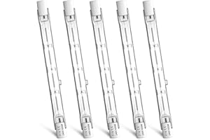 Luxvista Dimmable R7S 118mm 400W Bombilla Halógeno Bulbo de Lápiz 7500lm J118 Blanco Cálido 2800K Proyector de Halógeno Lineal para Iluminación de paisajes, seguridad, lámpara, 5 unidad