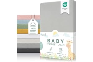 Laleni Premium Spannbettlaken 40x90 cm Babybett 2er Set | Oeko-TEX zertifiziertes Kinderwagen Spannbettlaken | Stubenwagen Bezug 100% Baumwolle | Spannbettlaken Kinderwagen | Baby Bettwäsche in Grau