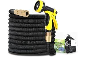 Novonova Manguera de agua para jardín Manguera de jardín extensible sin dobleces con boquilla pulverizadora de 10 funciones Látex de triple núcleo (50)