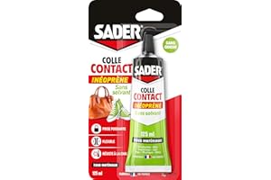 Sader Colle Contact Type Néoprène – Sans Solvant et Sans Odeur – Colle Extra Forte Tous Matériaux – Intérieur et Extérieur Sous Abri – Prise Immédiate – Translucide – Tube 125 ml