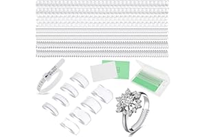 YUXIANLB Lot de 16 Ajusteurs De Taille De Bague en Silicone pour Bagues Lâches avec Ceintures De Mesure De La Taille des Bagues Organisateur De Bijoux en Tissu Silicone