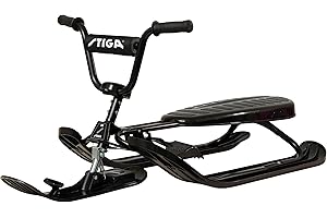 STIGA Snowracer Curve SX – Robuster Schlitten mit BMX-Lenker, Stahlrahmen, Bremse und Zugseilwinde – Lenkschlitten für Kinder ab 7 Jahren und Erwachsene, Max. 90 kg