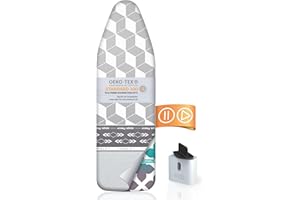 Timbley® Funda para Tabla de Planchar 110x30 cm (Tamaño S) - 3 Capas + Zona de Deslizamiento fácil + Zona de estacionamiento - Planchado cómodo y más rápido Gris