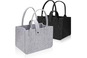 taonganui 2 Stück Filztasche Einkaufstasche, 30 * 20 * 18 cm Klein Filztaschen Shopper, Faltbar Filztaschen Shopper, Filz Tasche zur Einkaufen, Reisen, Arbeit, Picknick