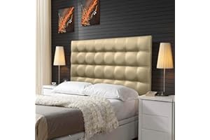 ONEK-DECCO Cabecero Acolchado tapizado en Polipiel Mod. Kansas Medidas. Cabezal de Dormitorio: Cama niño, Juvenil y Matrimonio (160x70, Dorado)