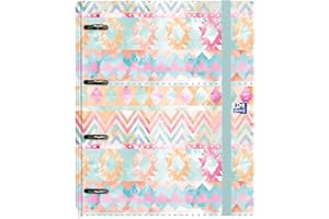 Oxford, Archivador 4 Anillas A4+, Tapa Extradura, Cierre con Goma, Incluye Recambio Cuadrícula 5x5 con 5 Bandas de Color. Diseño: Zoco