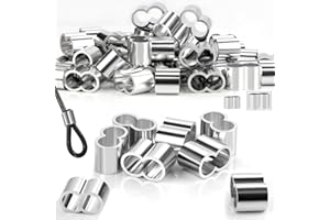 SWTYExt 50 Pièces Manchons en Aluminium 8mm Serre Cable Acier Clip à Sertir en Aluminium avec Double Embouts pour 8mm-9mm Tendeur Sandow Elastique Corde Elastique Câble Métallique