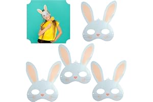 SRV HUB Easter Bunny Face Masks with Elasticated Rubber and Headbands, Costume Set, Cute Animal Face Covers for Boys Girls, Arts and Crafts Gift for Easter Activities