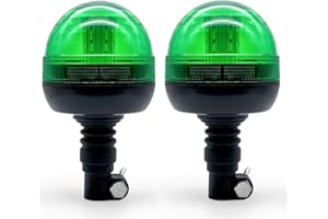 AB1 flexzon 2X Led Green Warning Beacon Flashing Rotating Flexible Din Pole Tractor Lights