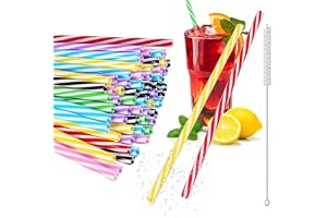 60 stycken återanvändbara sugrör, plastsugrör med sugrörsborste, förtjockade plastsugrör, för smoothies, juice, cocktail, var