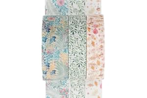 YUBX 3 Rolls Washi Tape Set Creative Basic Thin Decorative Tapes for Art, DIY Crafts, Bullet Journals, Planners, Scrapbooking, Packaging (Flowers and Leaves)