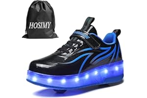 HOSIMY Kids Trainers Roller Skates Shoes with Wheels for Girls Boys LED Strips Light Up Rollerskates Inline Skates Cross Trainer Fashion Wheel Skateboard Hover Shoes