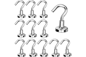 APRILYE Gancio Magnetici, 12 Pezzi Calamite Gancio 6.5kg Neodimio Ganci Magnetici Potenza di Aspirazione Eccellente per Porte, Armadi, Soffitti, Sospensione, Modellismo