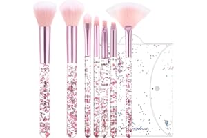 AOZUO 7 Teiliges Crystal Sparkles Powder Pinselset,Pinsel Set,Make Up Makeup Brush Fächer Makelloser Puderpinsel, Beauty Cosmetic Foundation Blusher Lidschatten Misch Concealer Highlight Pinsel