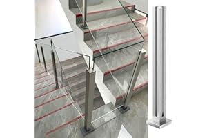 Cvter Poste de Barandilla de Vidrio Sin tapa con Ranuras: 80cm de Postes de Balaustrada de Vidrio de Acero Inoxidable Plateado para Cubiertas, Escalones, Balcón, Piscina, Jardín, Escaleras
