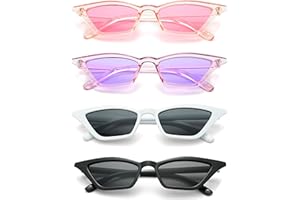 Unning 4 Stück Cateye Sonnenbrille Damen Vintage Retro Cat Eye Schmale Sonnenbrillen Set Lustig Coole Katzenauge Brille Für Damen