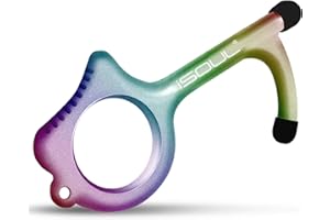 iSOUL Contactless Door Opener Tool, Antimicrobial Hygiene Keychain, EDC Ergonomic Hook No Touch Key Safety Tool for Outdoor Public Door Handle Closer Touchscreen Button ATM & Mobile Stylus