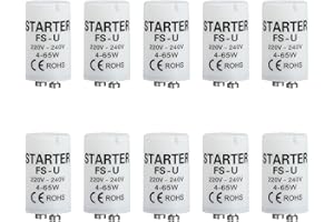HUKNEQN 10 Piezas Cebador Led, Cebador Fluorescentes Led 4-65W 220-240V, Cebadores Universales para Iluminación de Tubos Fluorescentes y Neón, Encendido Rápido y Seguro para Uso Doméstico y Profesional