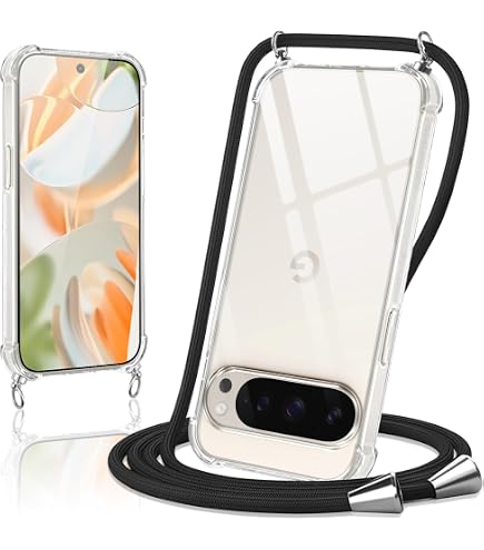 MyGadget Cover per Huawei P50 - Custodia con Corda - Case con Cordino Trasparente Antiurto con Laccio | Tracolla - Practical Stylish - Nero