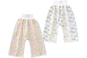 Happy Cherry- Filles Garçons Couvre-Couches Couvre-Couches Pantalon Anti-Mouillage Toilette Potty Training Shorts Absorbant Taille Haute Anti-Fuites Vêtements Pur Coton Lavable 0-12 Ans