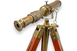A S HANDICRAFTS Handmade Antique Nautical Telescope Brass Spyglass with Tripod Wooden Legs Vintage Decor Marine Telescope Unique Home Decor Gift