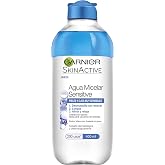 Garnier SkinActive Sensitive Micellar Water for Skin and Eyes, 400 ml | Gently Cleanses &amp; Removes Makeup, Gentle Formula, Mic