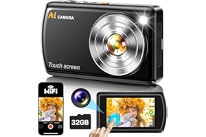 AHLIRMOY AI Intelligent Appareil Photo Numérique avec WiFi, Appareil Photo Autofocus avec Écran Tactile IPS de 3,6 Pouces avec Carte SD de 32 Go pour Les Enfants, Les Adolescents, Les Adultes et Les Débutants