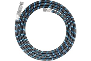 SAGUD Manguera de aerógrafo 6 pies manguera de goma trenzada con accesorios de tamaño estándar 1/8 en ambos extremos y cepillo de aire de liberación rápida acoplamiento de separación