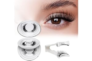 QUEWEL Pestañas Magneticas riutilizzabili con applicatore,Pestañas Postizas Magneticas de larga duración, Aspecto de Pestañas Magneticas Naturales, No requiere pegamento, fácil de colocar (2 Paare B+H)