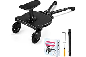 Planche Poussette Universelle,FNRIDS Skate Poussette Universelle, Portable Kiddy Boards,avec Sangle de Suspension,Rotation à 360,Planches à Roulettes pour bébé pour Enfants de 2 à 6 Ans (25kg) (noir)